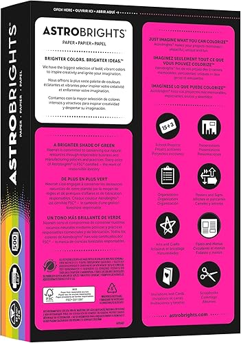 Miniatura 3 de WAUSAU 20008 Astrobrights Papel de color, 8.5 x 11 pulgadas, 24 lb89 gsm, "Charisma" 10-Color Surtido,