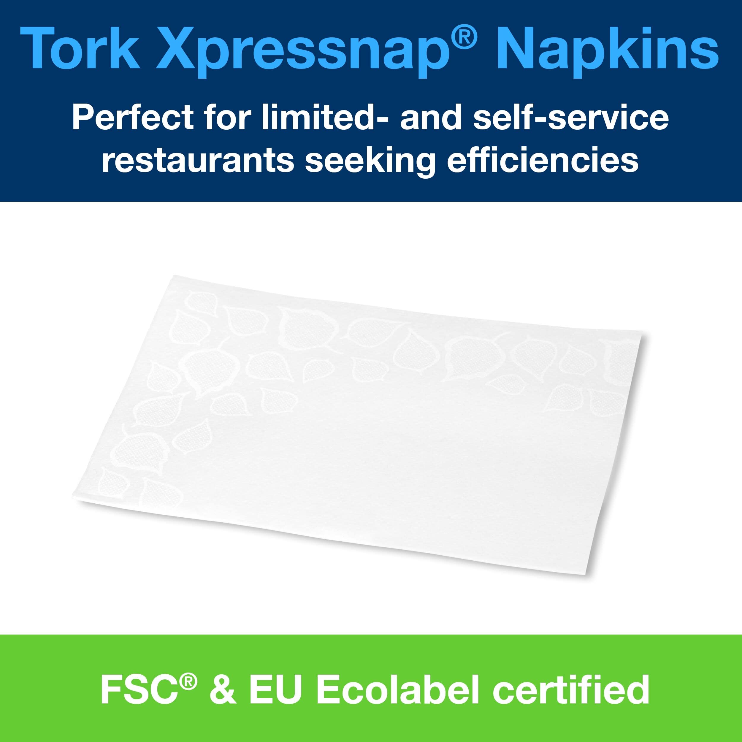 Tork 13670 Tovaglioli intercalati Extra Soft per dispenser Xpressnap Premium, sistema N4, 2 veli, 8 pacchi x 500 tovaglioli (4000pz), 21,3 cm (lungh.) x 33 cm (largh.), motivo a foglie, bianco
