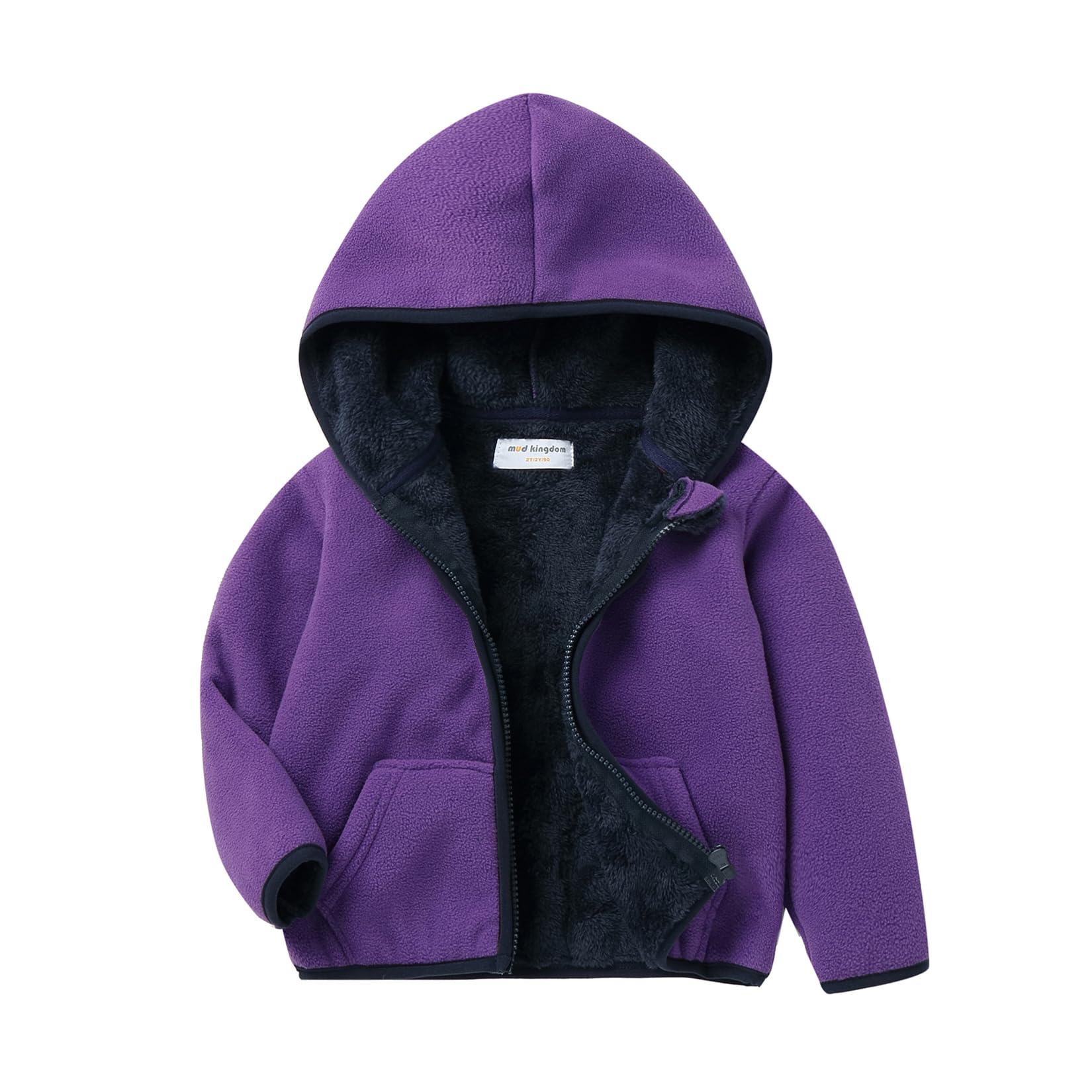 Mud Kingdom Boys Girls Polar Fleece Jacket with Hood Winter Thick Warm Outerwear Funny Cartoon