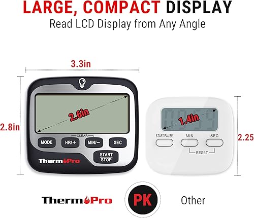 Vista 6 de ThermoPro TM01 (2 unidades) Temporizadores de cocina para cocinar con temporizador de cuenta regresiva, temporizador digital para niños