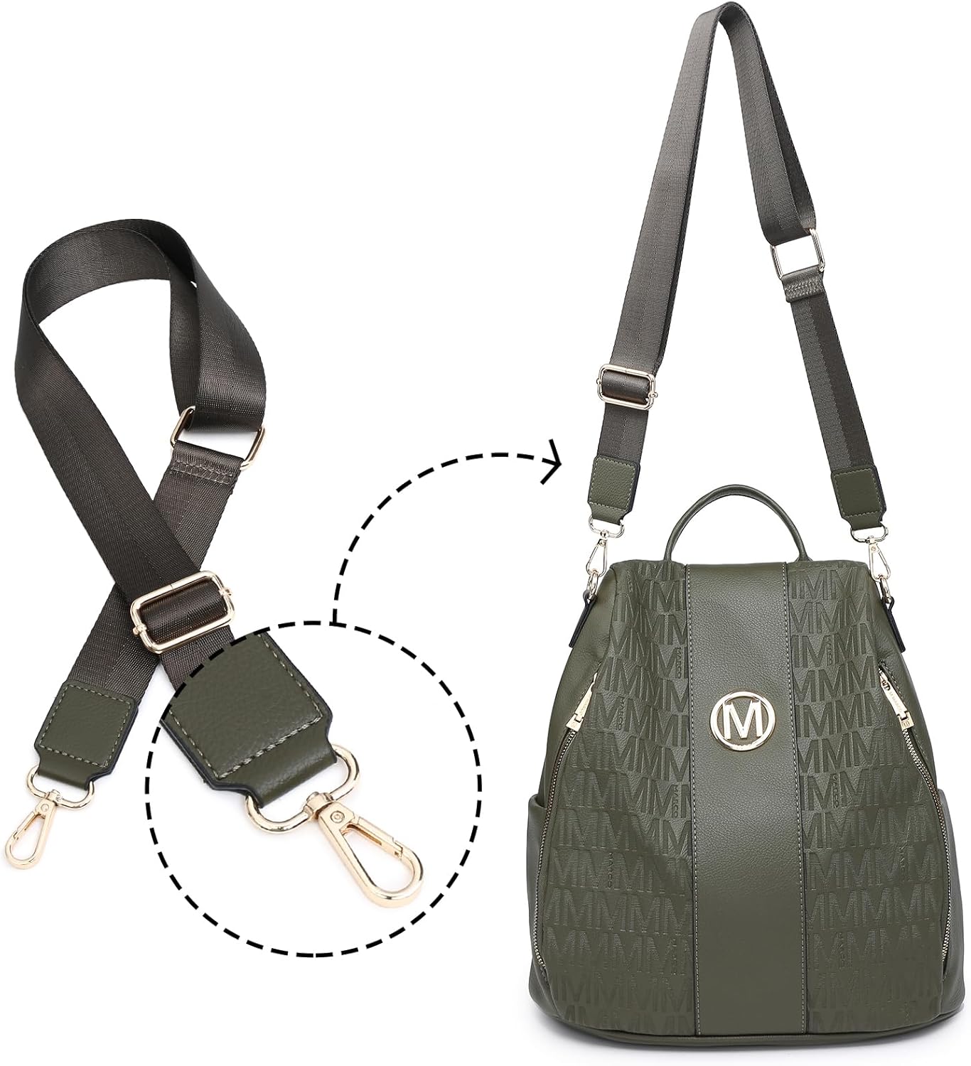 MKP COLLECTION Women Fashion Backpack Purse Multi Pockets Anti-Theft Rucksack Travel Shoulder Bag Handbag Set 2pcs - Image 4