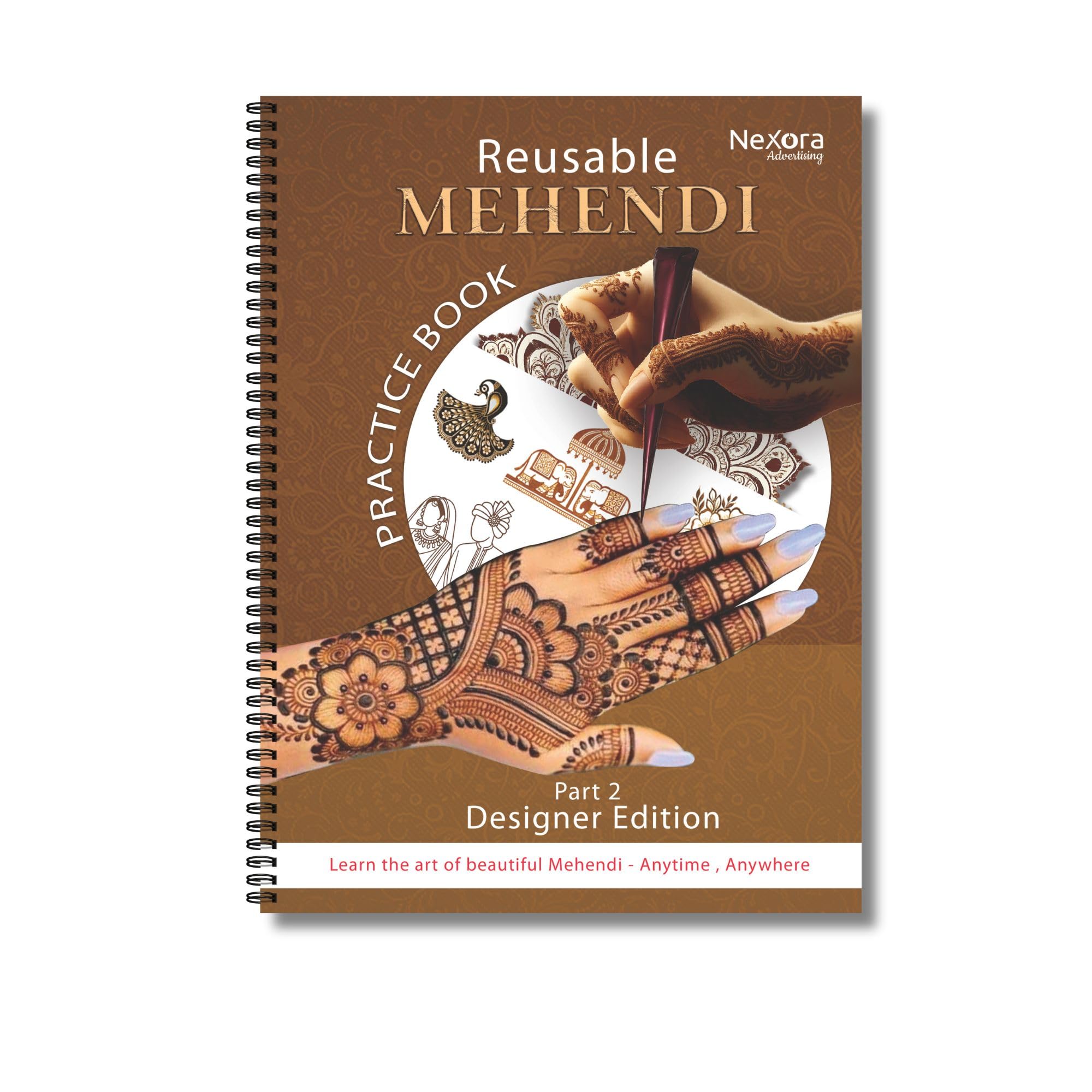 Mehndi & Henna Practice Book Part2 – Durable Reusable 20-Page Guide for 10,000+ Uses | Ideal for Beginners, Bridal & Professional Designs.-image-9