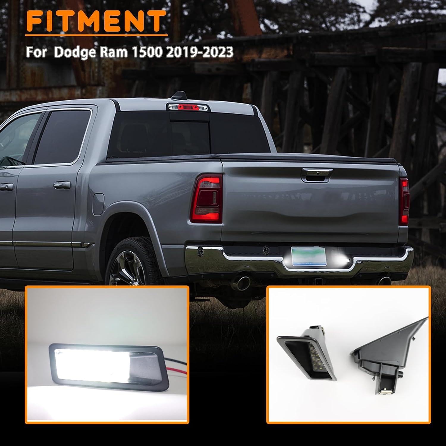 LED License Plate Light for Dodge Ram 1500 2019-2023 Pickup Truck,18 SMD Xenon White 6000K,for Led Rear Tag Lamp with Socket Wiring Harness Plug,2 Pcs