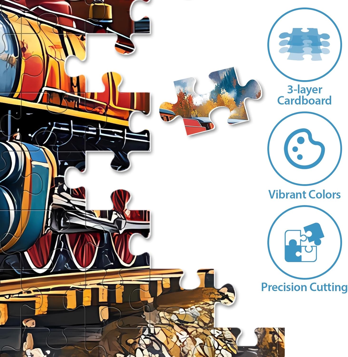 Puzzles for Adults 500 Pieces, Train Puzzle for Adults, Fun Fall Landscape Jigsaw Puzzles Seniors, 500 Pieces Recycled Cardboard Puzzle, Challenging Family Game, 20.5 x 15 in