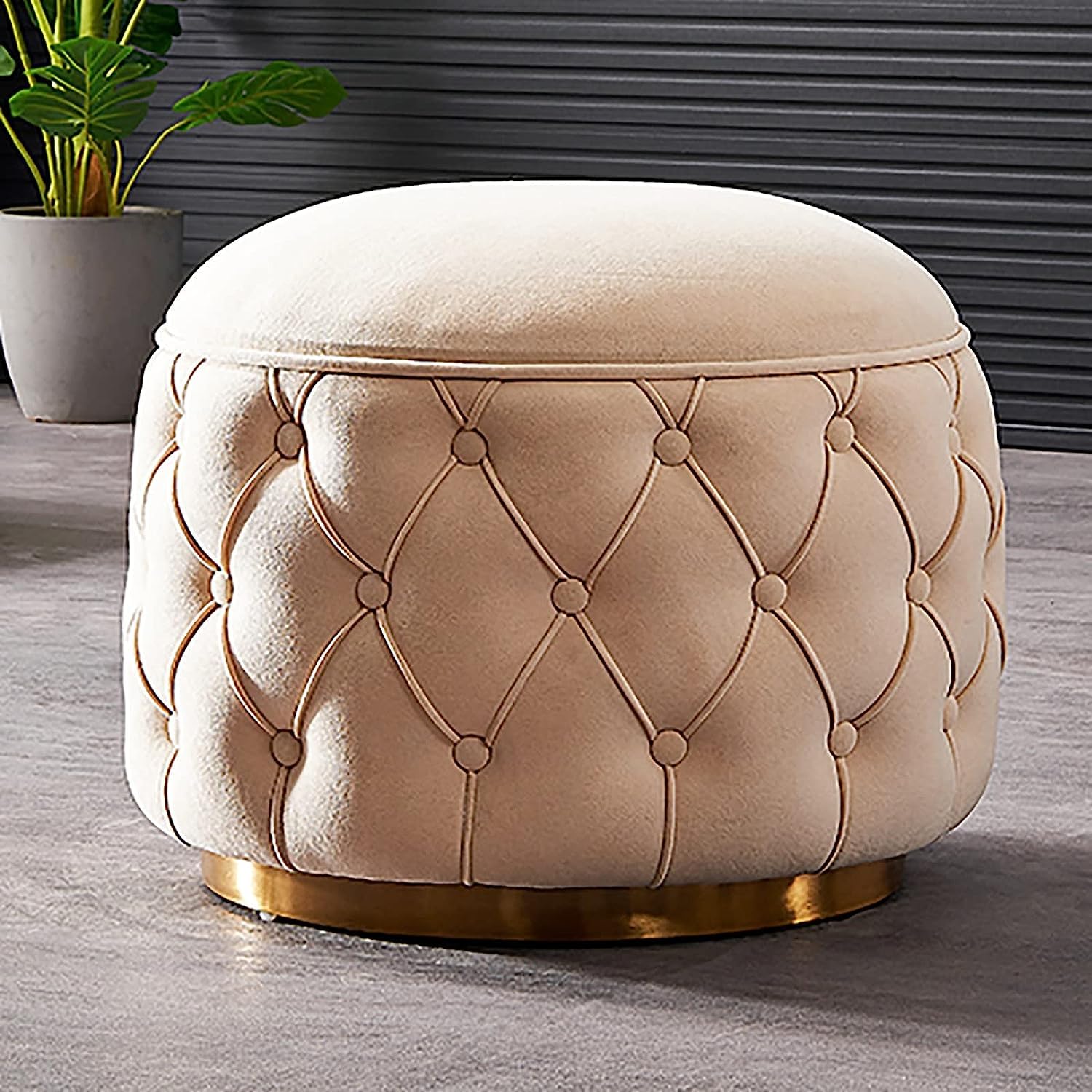 Tabouret de rangement haut de gamme blanc de style moderne rond pour salon sophistiqué