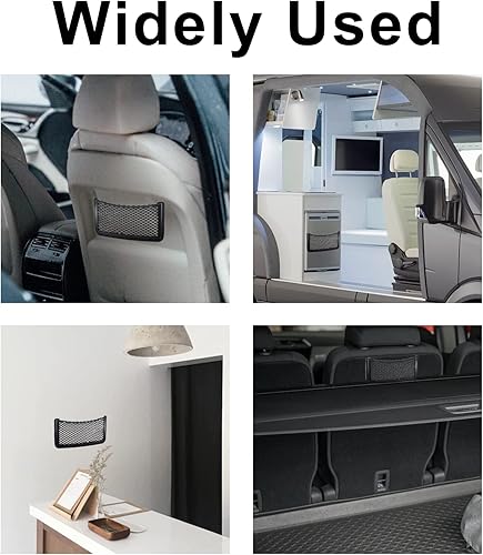 Miniatura 4 de 2 bolsillos de red de almacenamiento para automóvil, marco de plástico ABS de 3.1 x 7.8 pulgadas, red de almacenamiento de nailon para asiento