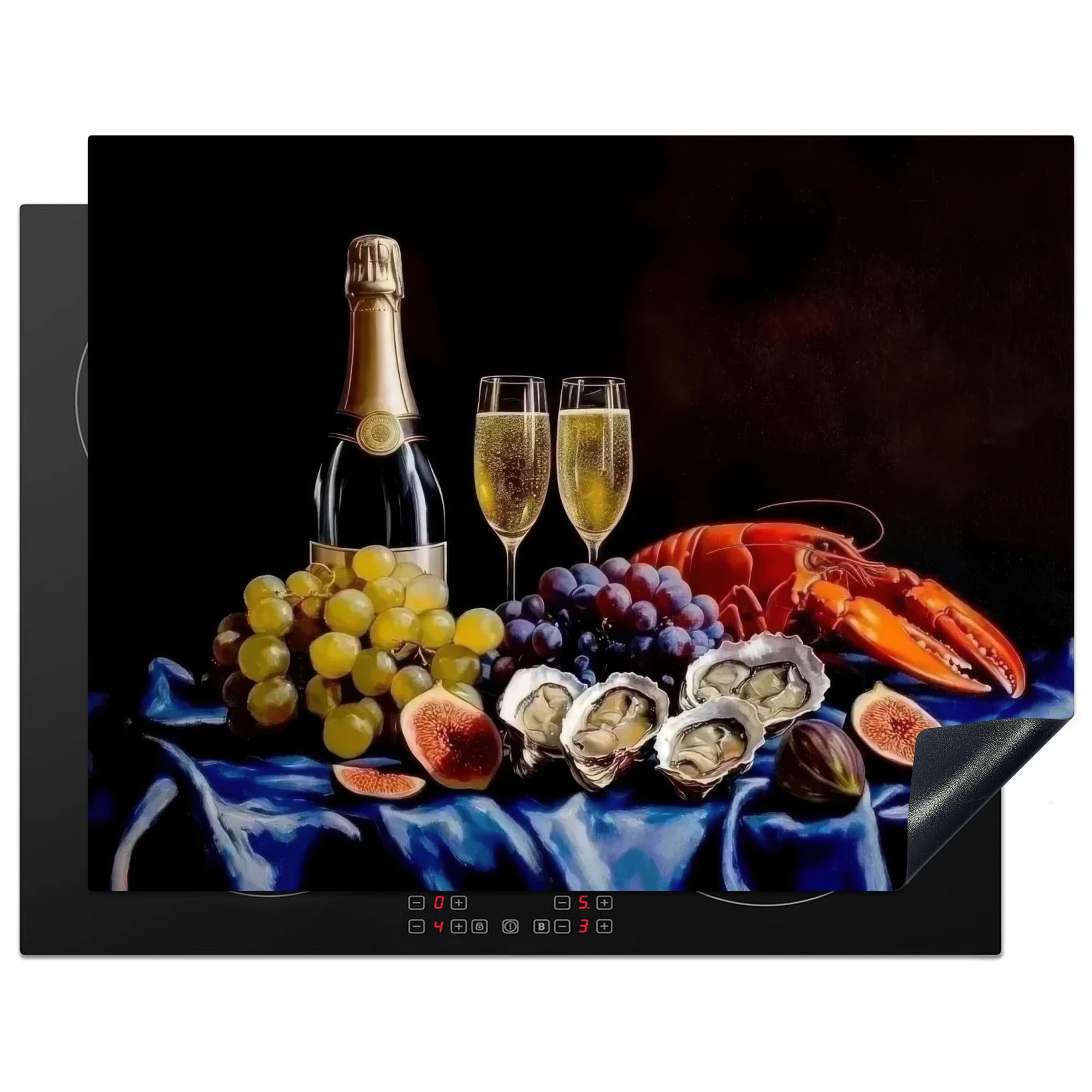 KitchenYeah© Induction Hob Protector Mat 23.2"x30.3" / 77x59 cm Stove Cap Top Cover Kitchen Cooker Covers for Electric Hobs Vinyl Champagne - Oysters