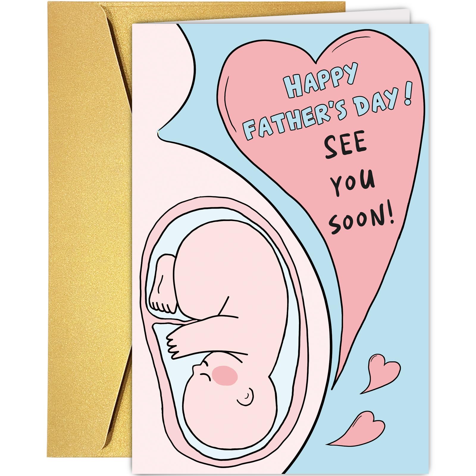 Supoeguk Cute Father's Day Card for Dad to be, Sweet Pregnant Fathers Day Card for New Dad, Happy Fathers Day Card from Wife, See You Soon Card from Baby