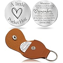 OUMILAN Pocket Hug Token Gifts for Men Boyfriend Girlfriend Inspirational Gift for Son Daughter Brother with Leather Keychain