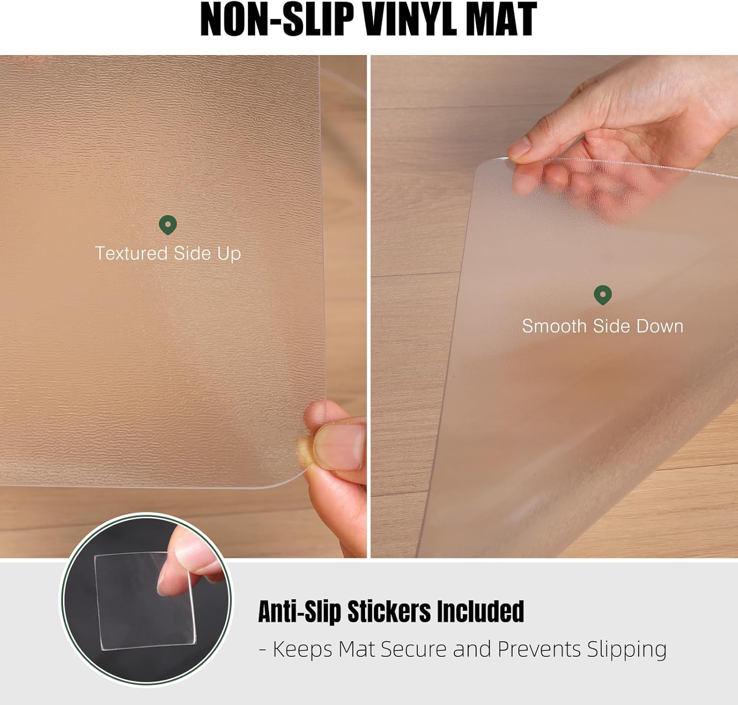 chair mat for hard floors, tixpol 60"x75" office chair mat for hardwood floor, non-slip plastic floor mat for chairs, vinyl hard floor protector under desk mat for home office, play mat (clear) 60" x 75" (for hard floors) clear (for hard floors)