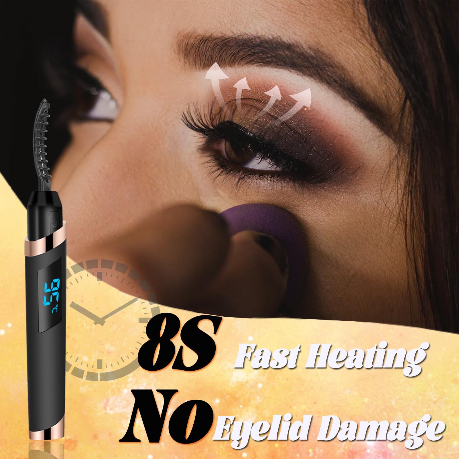Beheizte Wimpernzange – Wimpernzange, beheizt, 4 Temperaturmodi, wiederaufladbar, elektrischer Wimpernzange, beheizte Wimpernzange für Frauen, Aufwärmen in 8 Sekunden, Anti-Verbrennungs-Design, MBlack
