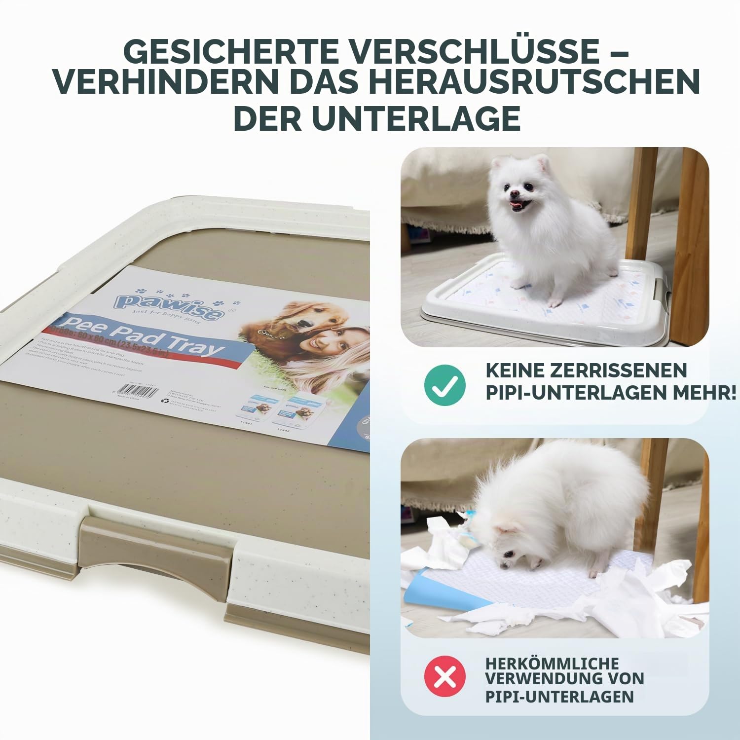 PAWISE Pee Pad Holder - Puppy Training Pads - Bester tragbarer Töpfchentrainer - Indoor Dog Potty - Puppy Essentials - Hundetraining Holder - Puppy Pad Holder - Pet Pee Holder (60 x 60 cm) 24x24 in