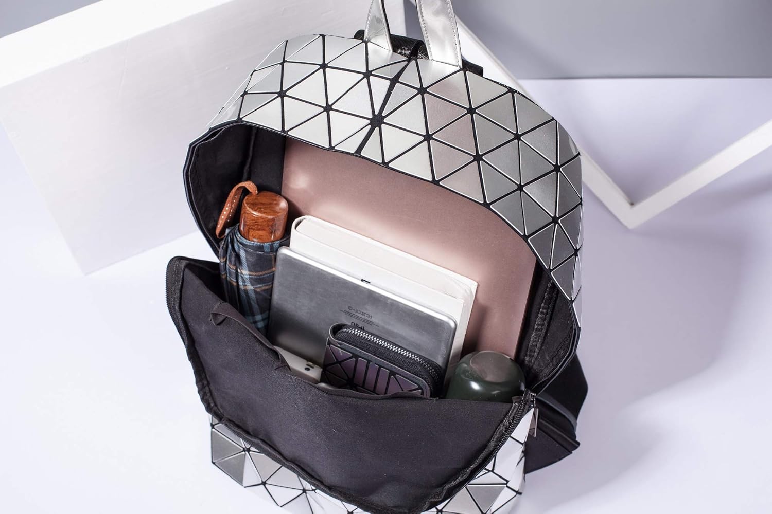 LorranTree Geometric Backpack Luminous Backpacks Holographic Reflective Bag Lumikay Bags Irredescent Rucksack Rainbow - Image 3