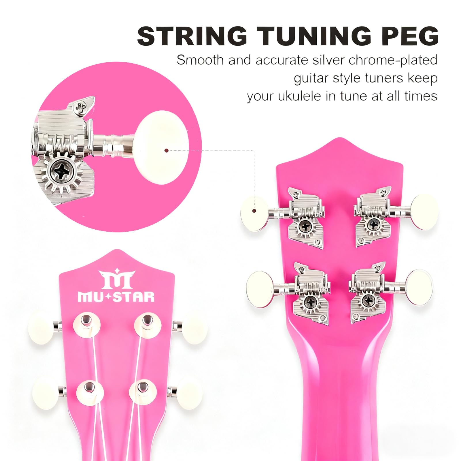 Hochglänzende Sopran-Lasenholz-Ukulele, 53,3 cm, Starter-Set für Anfänger mit Gigbag/Clip-Stimmgerät, Kinder-Ukulele, Ukulele, Hawaii-Mini-Gitarre für Kinder, Erwachsene und Anfänger