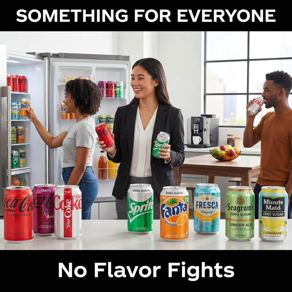 Zero Sugar & Diet Soda Variety Pack 18PK – 9 Flavor Mix Including Coca-Cola Zero, Diet Coke, Sprite Zero, Fanta Orange Zero, Fresca & More – 12 oz Cans Beverage Sampler for Parties, Office, Home & Events