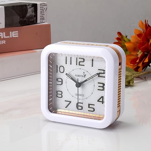 Miniatura 3 de Snooze - Elegante reloj despertador silencioso sin tictac, iluminado bajo demanda y funciona con pilas, sonidos de pitido gradual, fácil de