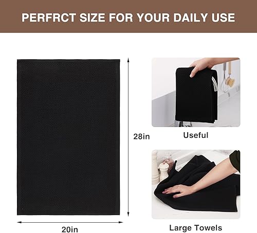 Miniatura 378 de Homaxy Trapo de cocina de 100% algodón, tejido de punto gofre, ultrasuaves, absorbentes, de secado rápido, para limpiar, 13 x 28 pulgadas, paquete