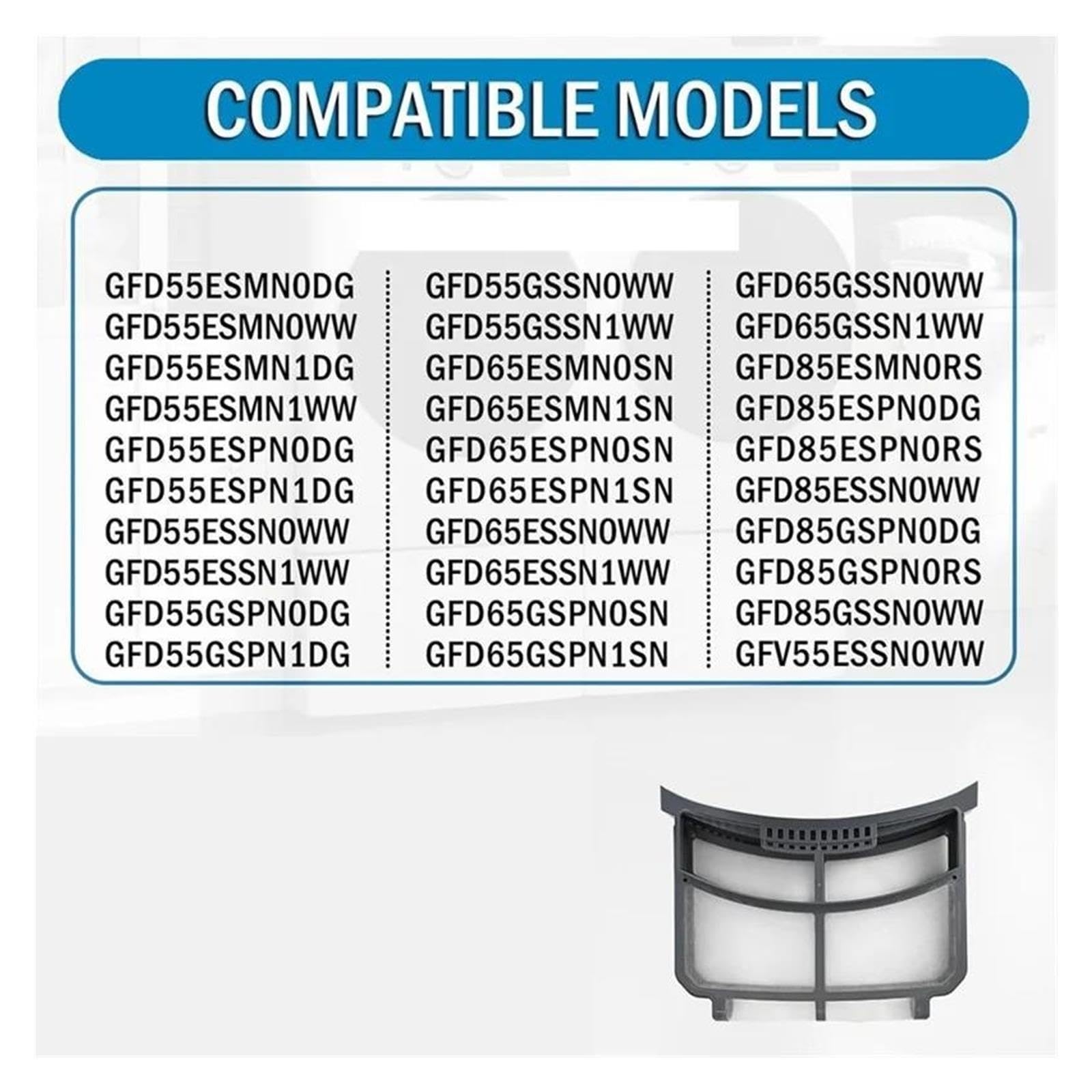 Kompatibel for GE, Trockner-Flusenfilter-Falle, passend for Trockner-Flusensieb, ersetzt WE16X32537 WE16X29597 AP72055