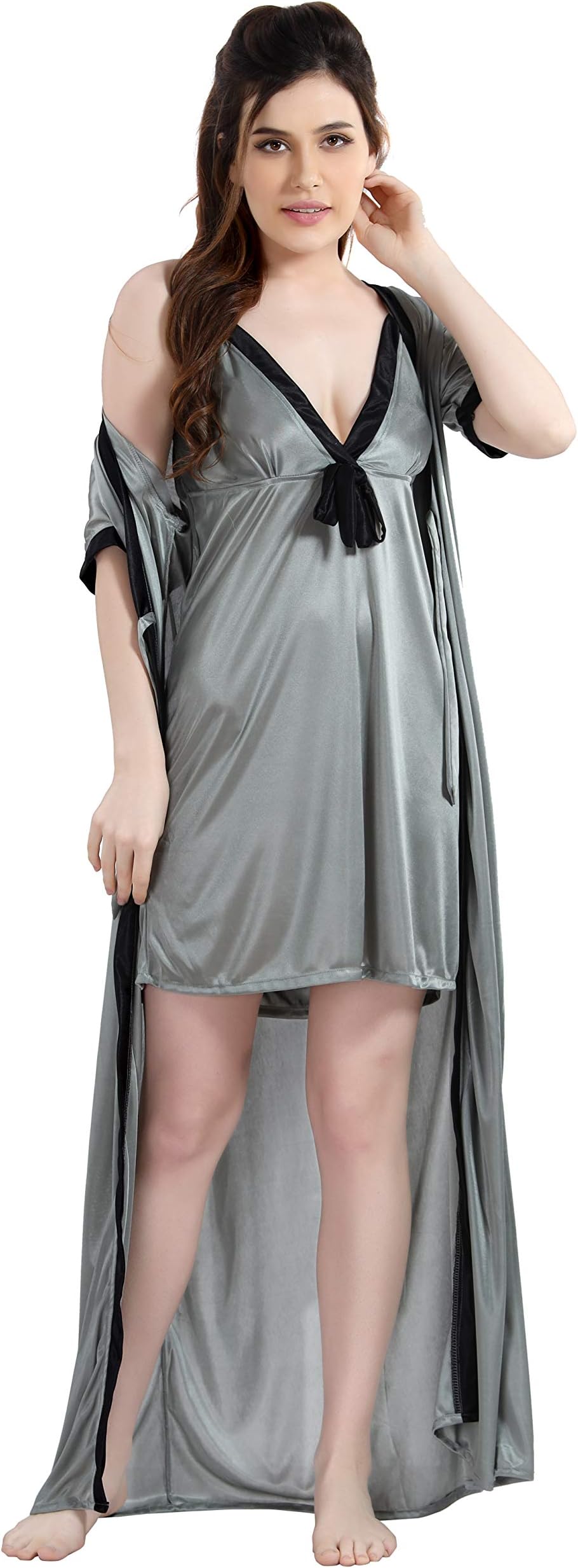 AV2 Women's Satin Plain Maxi Nighty