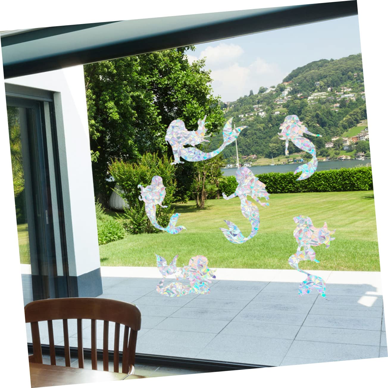 TOPBATHY 4 Juegos Vinilo Para Ventana Sirena Pegatinas Navideñas Pegatinas Pared Películas Para Ventanas Para Bloquear El Sol Decoración De La Pared Sala De Estar Colorful 6 Piezas * 4