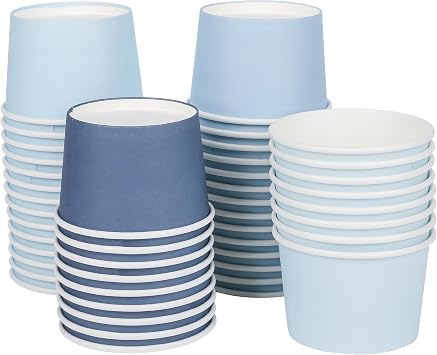 AimFun 60Pc Dusty Blue Treat Snack Cups Paper Ice Cream Cups 8oz | 4 Colors Gradient Color Disposable Dessert Bowls for Hot Cold Soup Birthday Baby Shower Wedding Party Supplies