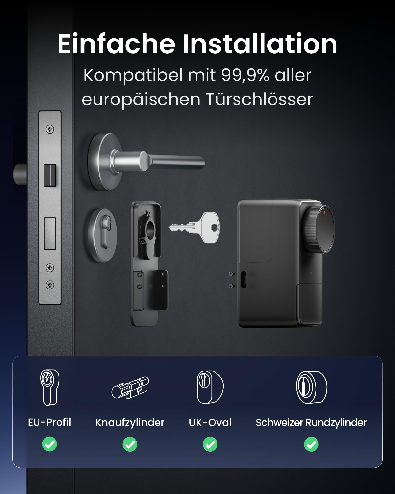 SwitchBot WLAN Smart Lock Pro mit Touchscreen-Tastatur, Matter Over WiFi, Elektronisches Türschloss Mit Aufladbarem Akku, Türöffner per App, Fingerprint, Code, Alexa, Google, unterstützt Apple Home