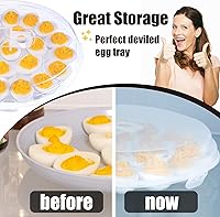 Vista 4 de HANSGO - Recipientes para huevos rellenos con tapa, bandeja portátil para huevos rellenos con 22 ranuras para fiestas navideñas y cocina