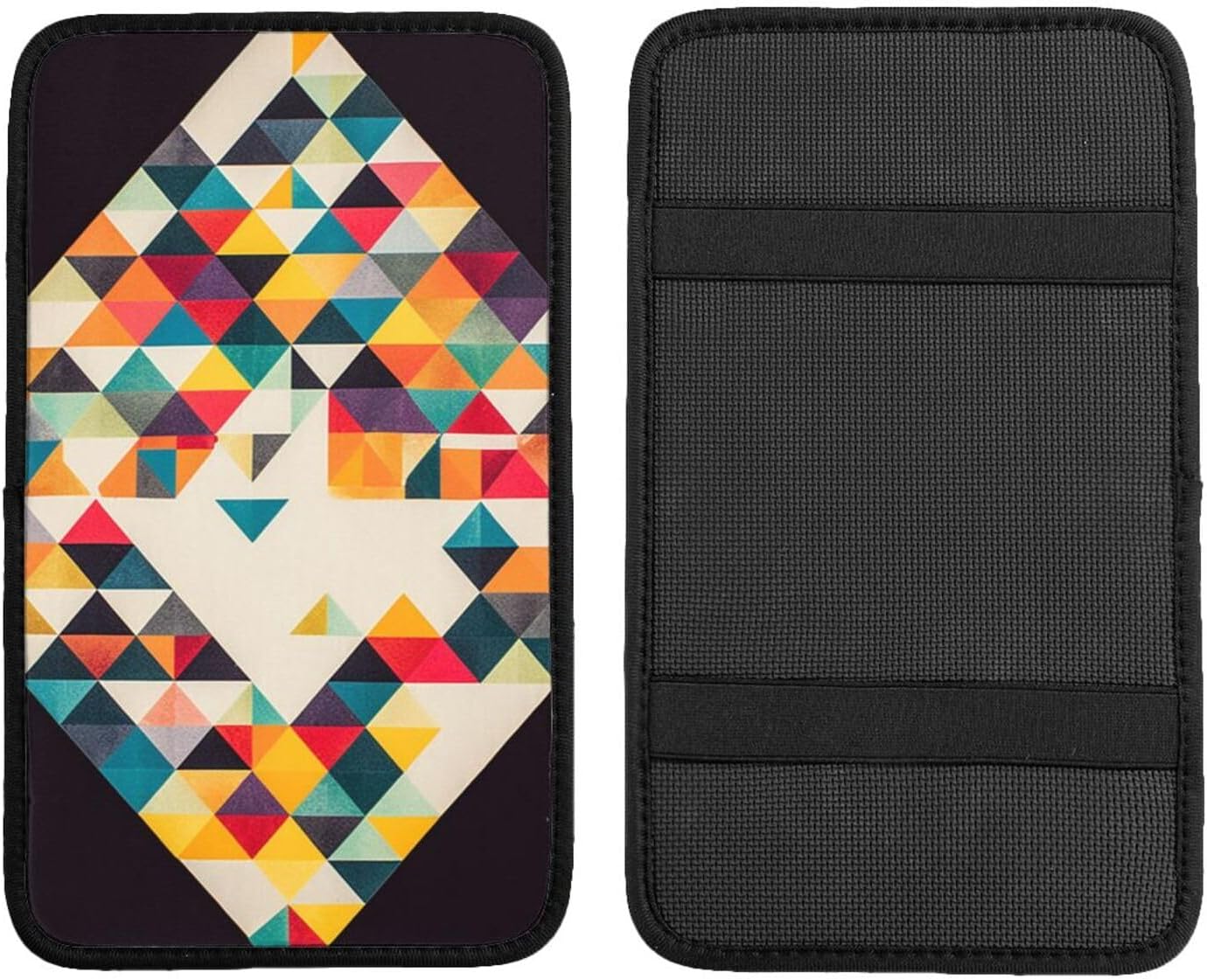 Auto Center Console Pad Triangle Geometric Car Armrest Seat Box Cover Protector Universal Arm Rest Cushion Pads for SUV, Truck, Vehicle, Car handrail Box Cushion Auto Accessories