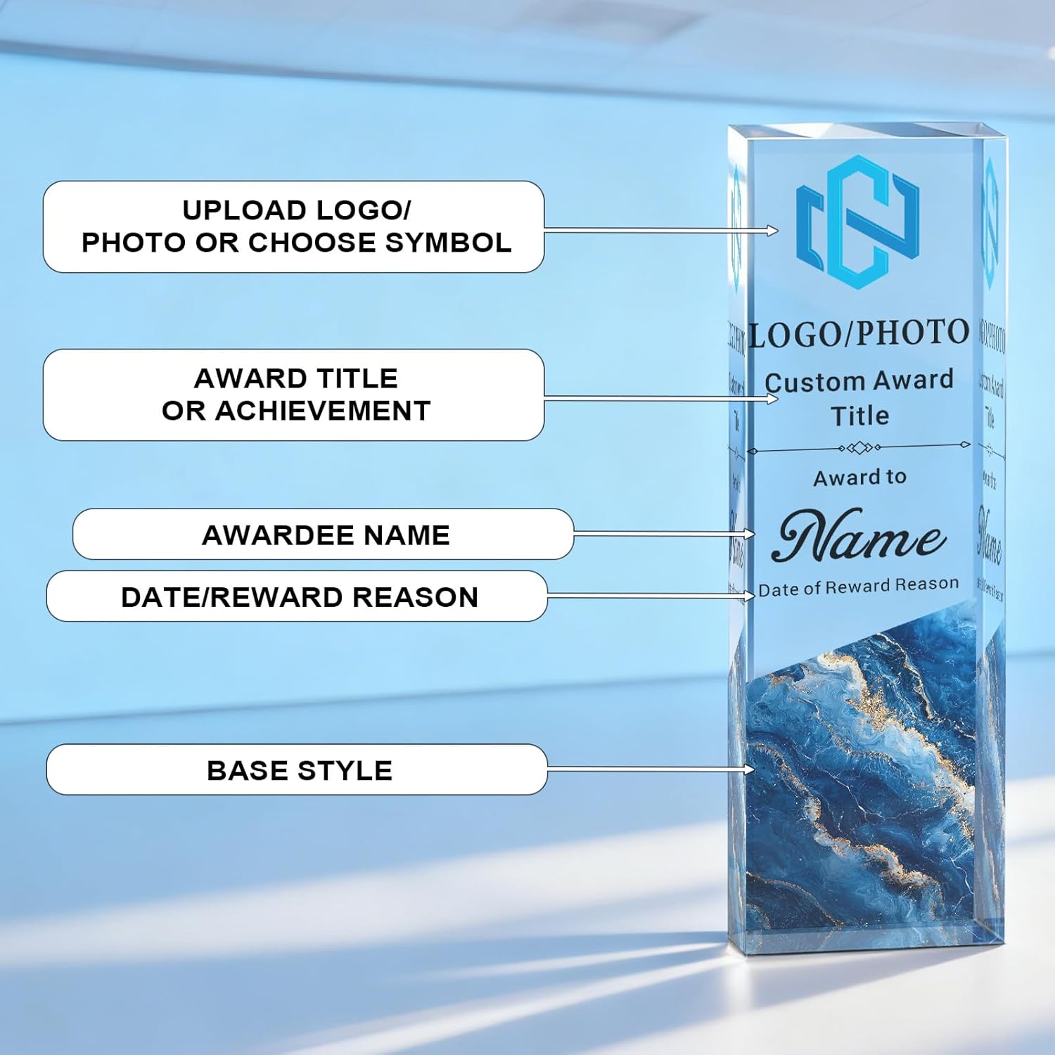 Personalized Trophy Award for Employee Recognition and Years of Service, Custom Corporate Trophy with Name Title Year, Office Achievement Appreciation Award for Staff Team Member Display - Image 5