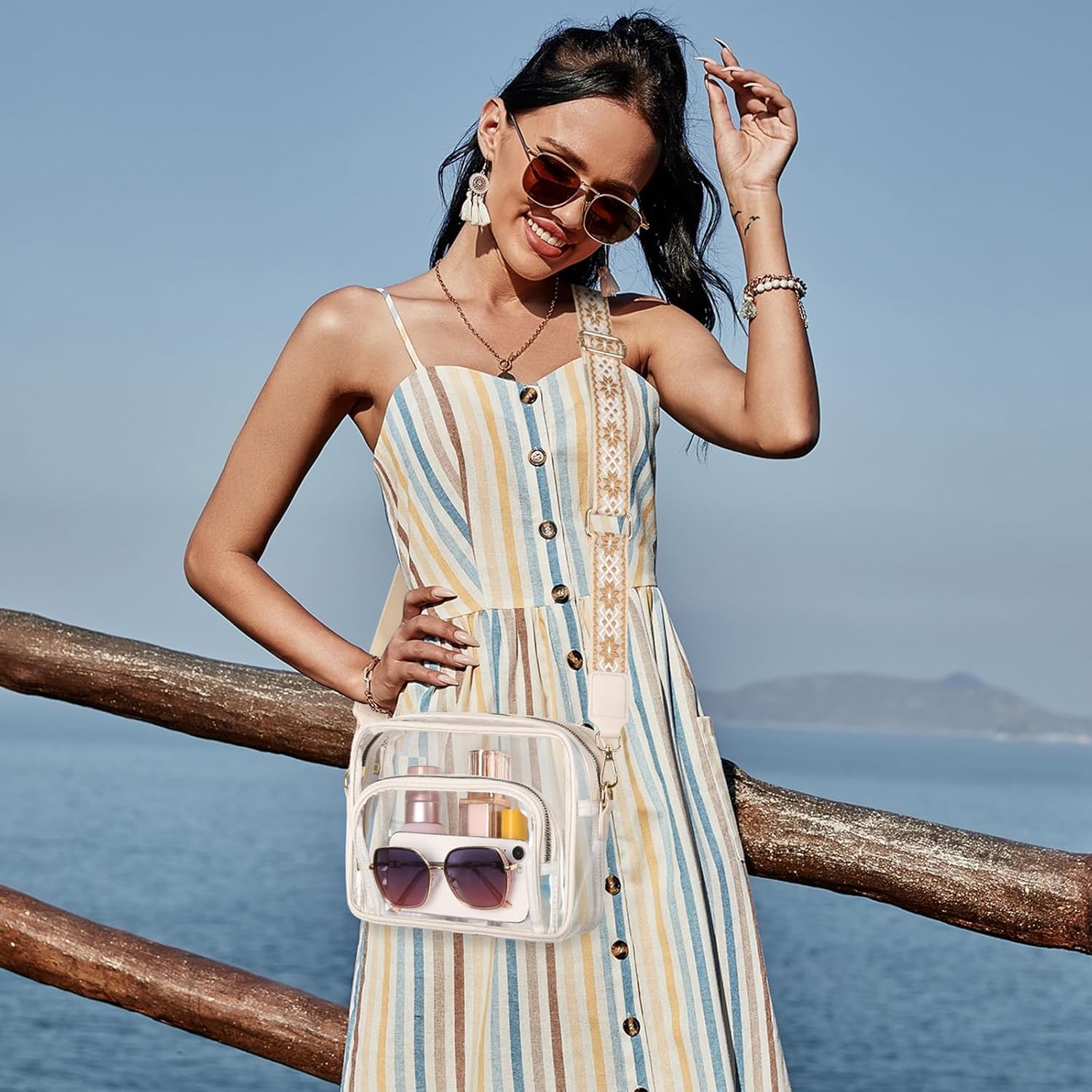 SENDEFN Clear Purse for Women, Clear Bag Stadium Approved with Front Pocket for Concerts, Sports, Festivals - Image 2