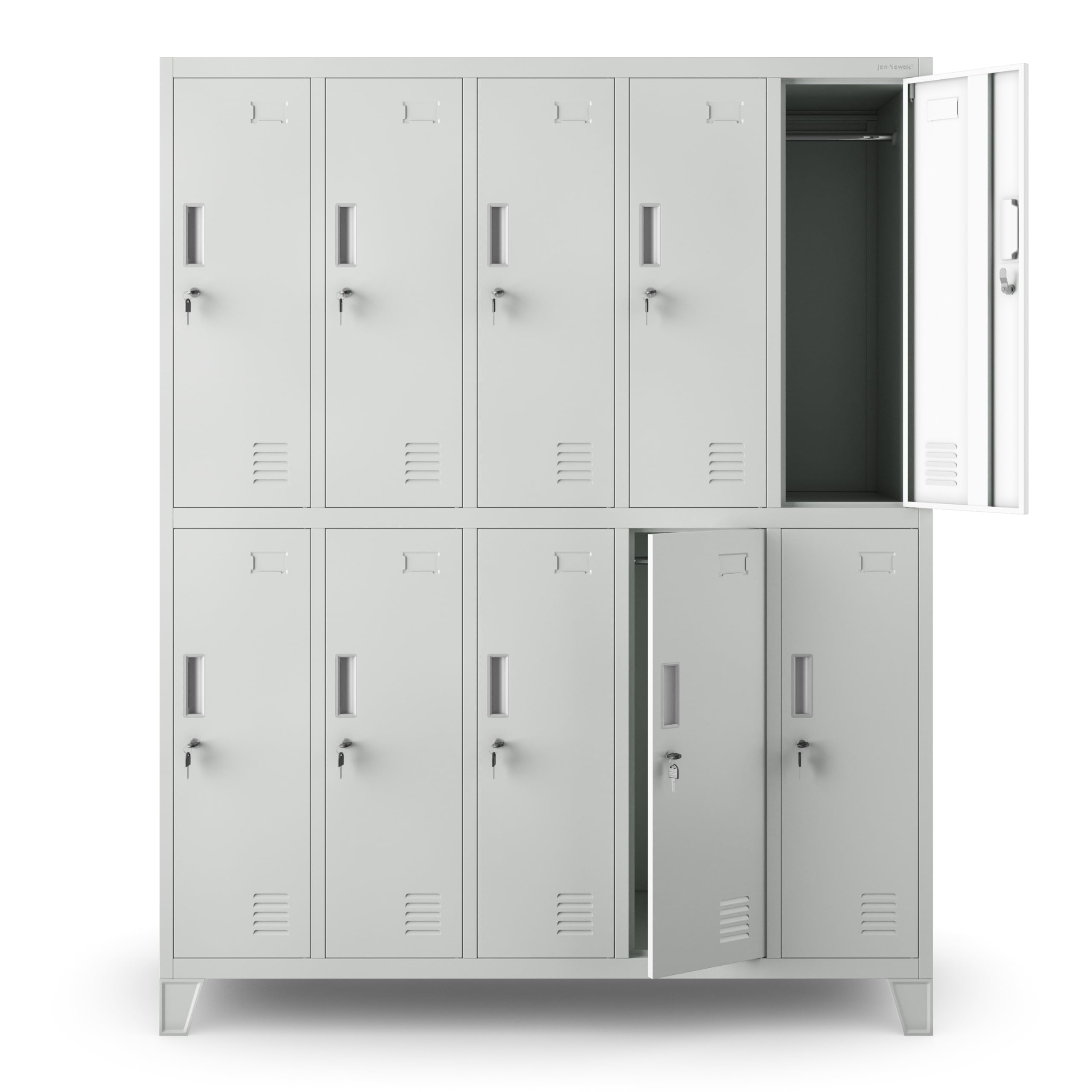 Jan Nowak Armoire Vestiaire Métallique 10 Casiers Verrouillables en Acier | Vestiaire professionnel en acier robuste, 10 casiers verrouillables avec tringle, ventilation et porte-étiquette.