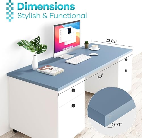Miniatura 336 de Kaboon Mesa universal de 45.67 x 23.62 pulgadas, escritorio sólido de una pieza, encimera de melamina reversible, escritorios dobles, escritorio en