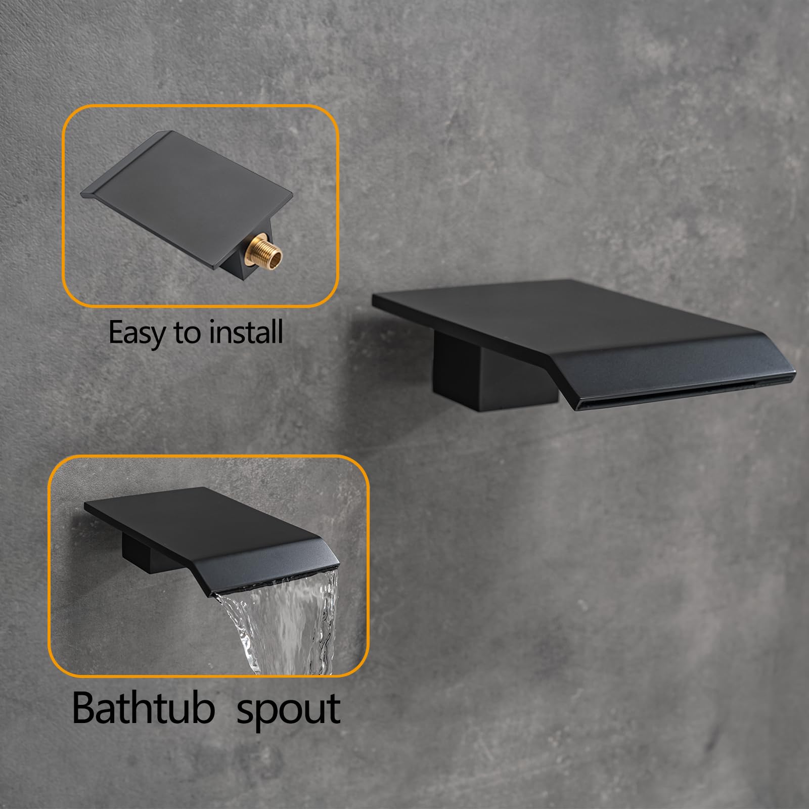 Regendusch-Set Mit Wannenauslauf – 25,4 Cm Regendusche + Handbrause, Schwarz