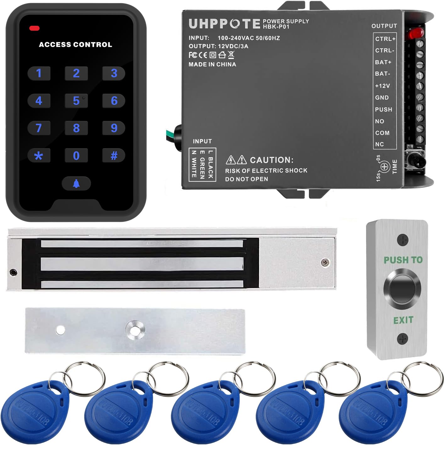 UHPPOTE WiFi 125 Khz RFID tarjeta de control de acceso de puerta con bloqueo magnético eléctrico de fuerza de 600 libras