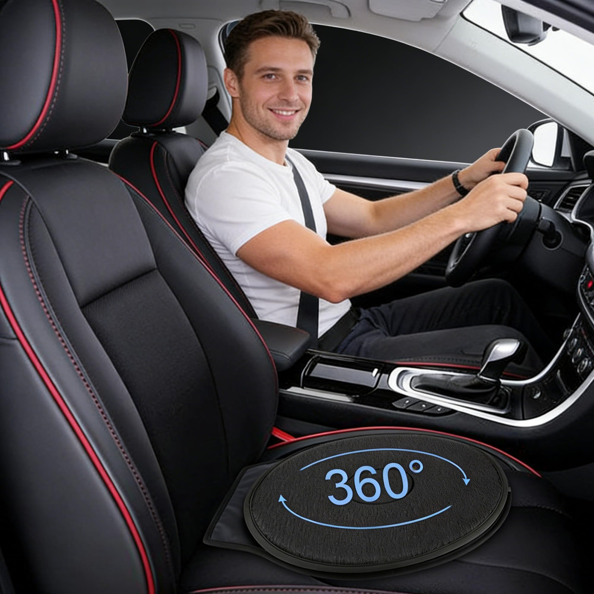 SUQ Auto Cuscino rotante, 360 gradi Auto Cuscino girevole, Sedia Cuscino Seat, Memory Foam Mat Cuscino, Cerchio Portatile Pad Rilievo Pad per Auto Casa, Veicolo SUV Auto Accessori (Marrone)
