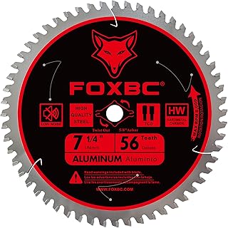 FOXBC 7-1/4 inch Aluminum Cutting Saw Blade 56T, Cutting for Non-Ferrous Metal & Plastic with 5/8-Inch Arbor