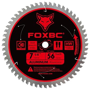 FOXBC 7-1/4 inch Aluminum Cutting Saw Blade 56T, Cutting for Non-Ferrous Metal & Plastic with 5/8-Inch Arbor