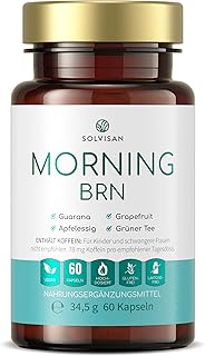 SOLVISAN MORNING BRN mit Koffein und Stoffwechsel Formel aus Guarana, Grapefruit, Apfelessig und Grüner Tee - 60 Kapseln