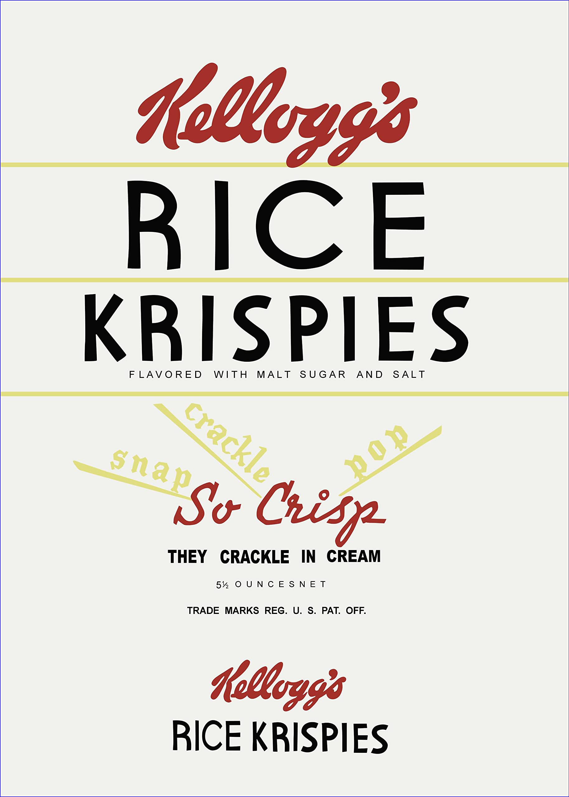 Torchon Kellogg's Rice Crispies vintage Dexam en coton de qualité