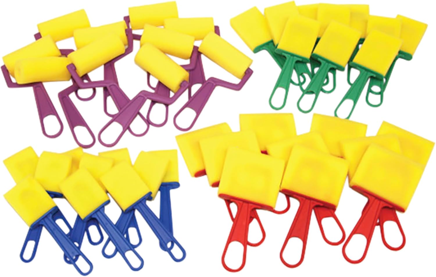 Creativity Street Foam Brush and Roller Set, Foam Type, Plastic Handle, Assorted Sizes, Set of 40