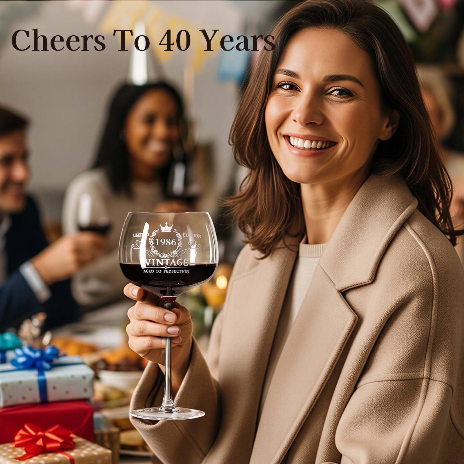 40th Birthday Gifts for Her - Limited Edition Wine Glass Gift Box Set​ - Unique 40th Bday Gifts Ideas for Women, Friends, Sister, Mom, Wife, Daughter - 40 Years Old Gift, Party Decorations Supplies