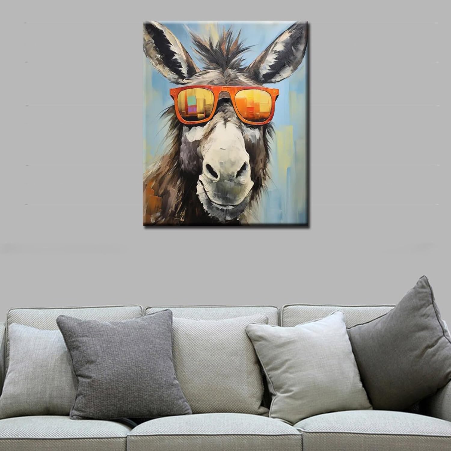Tucocoo Donkey in Glasses Paint by Numbers Kits 16x20 inch Canvas DIY Oil Painting for Kids, Students, Adults Beginner with Brushes and Acrylic Pigment - Funny Donkey Farmhouse Animal(DIY Frame)