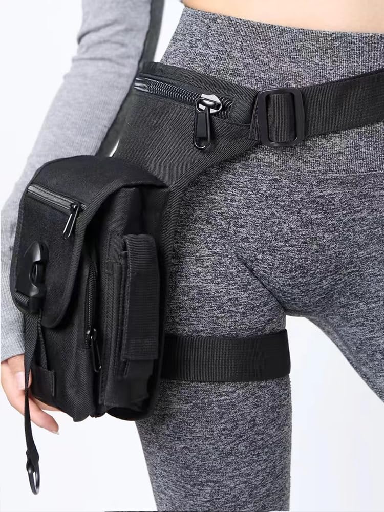 Sacoche Moto Jambe Sac de Jambe étanche en Nylon for Femmes, Sac Banane Cuisse, Taille Moto, Sport Plein air