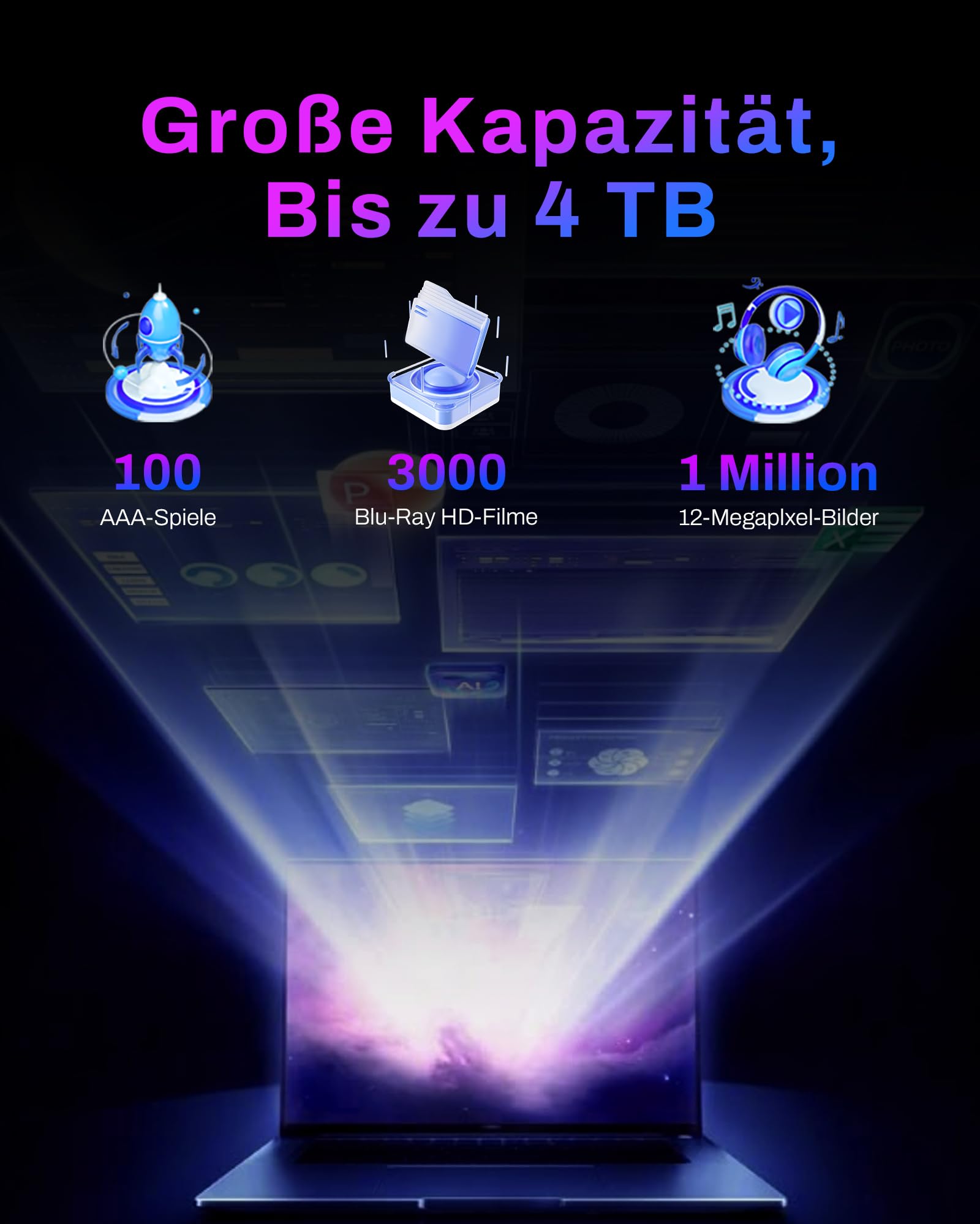 BIWIN Black Opal NV7400 M.2 PCIe Gen4 SSD 1TB - Lesegeschwindigkeit bis zu 7400 MB/s - Professionelle Interne Festplatte NVMe 2.0 - Gaming Speicher Kompatibel mit PC, Laptop & PS5