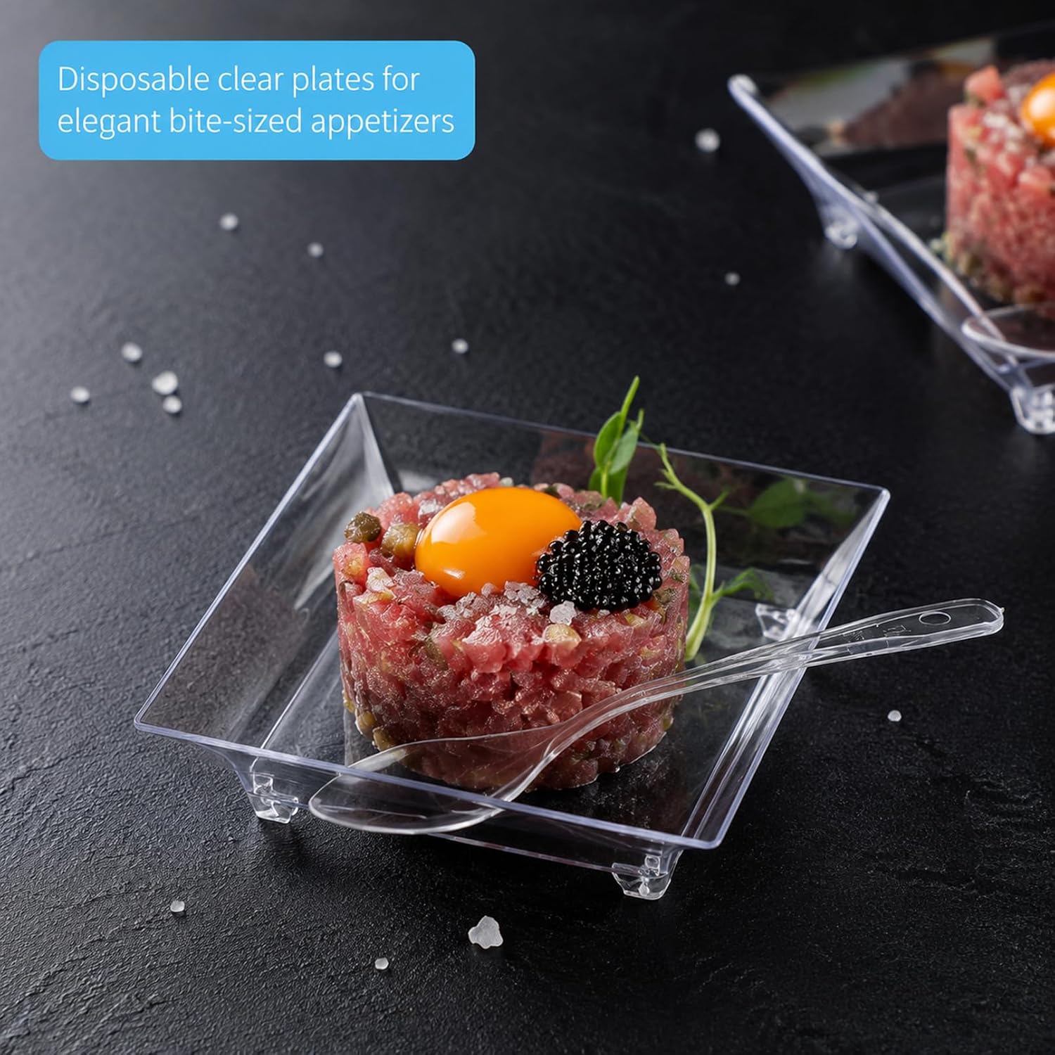 100Pack Mini Dessert Plates, 2.5In Clear Square Appetizer Plate