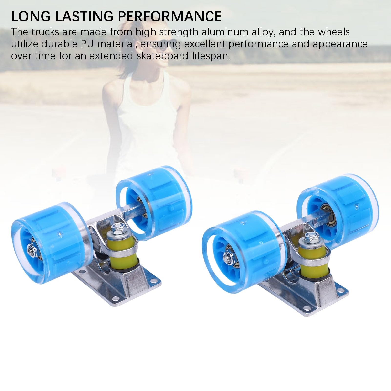 Fockety Juego de Ejes y Ruedas para Patineta Longboard (55 X 45 mm), Juego de Ruedas y Ejes de Aleación de Aluminio, Kit de Hardware Básico para Cruiser