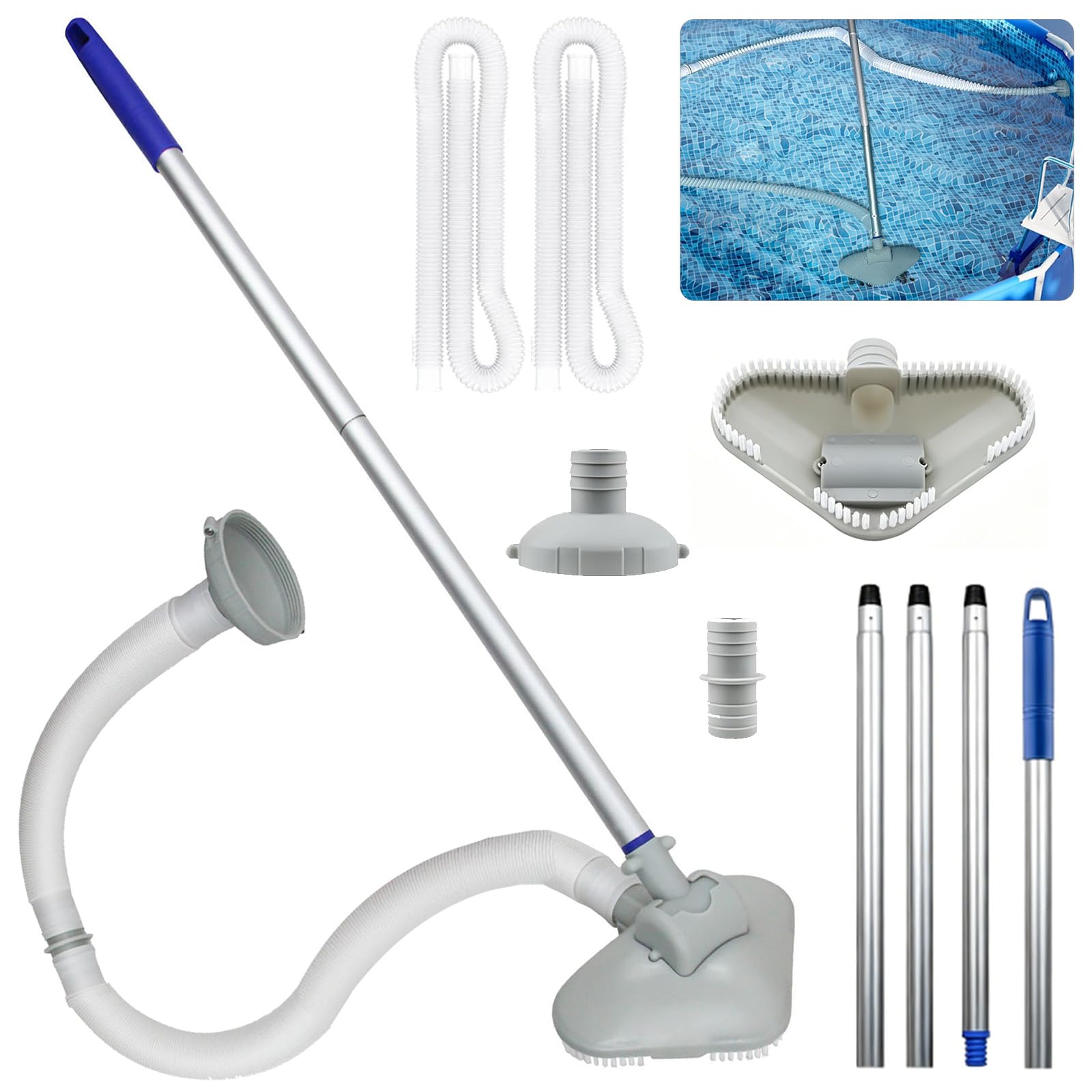 Kit De Nettoyage,Aspirateur de Piscine,Kit d'entretien pour Piscine,Aspirateur sous-Marin,Balai Aspirateur Piscine,Accessoire de Piscine,pour Spas,Jacuzzi,Piscines