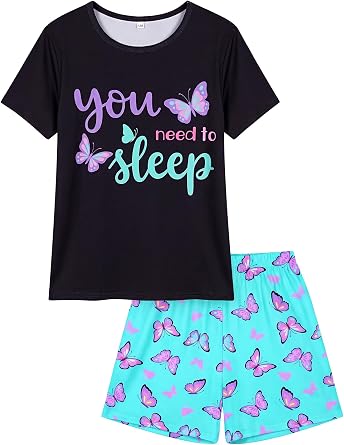 ICOSY Girls Pajamas Set, Soft and Stretchy Sleepwear for Kids 4-15Y