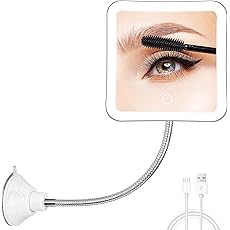 HOMEWELL Swivel Brite Magnifying Mirror with Light for Bathroom Mirrors, 8X Magnification - Mounted Ring Light Mirror w/Magnetic 360° Rotation, Super Bright LED - Travel Lighted Makeup Mirror