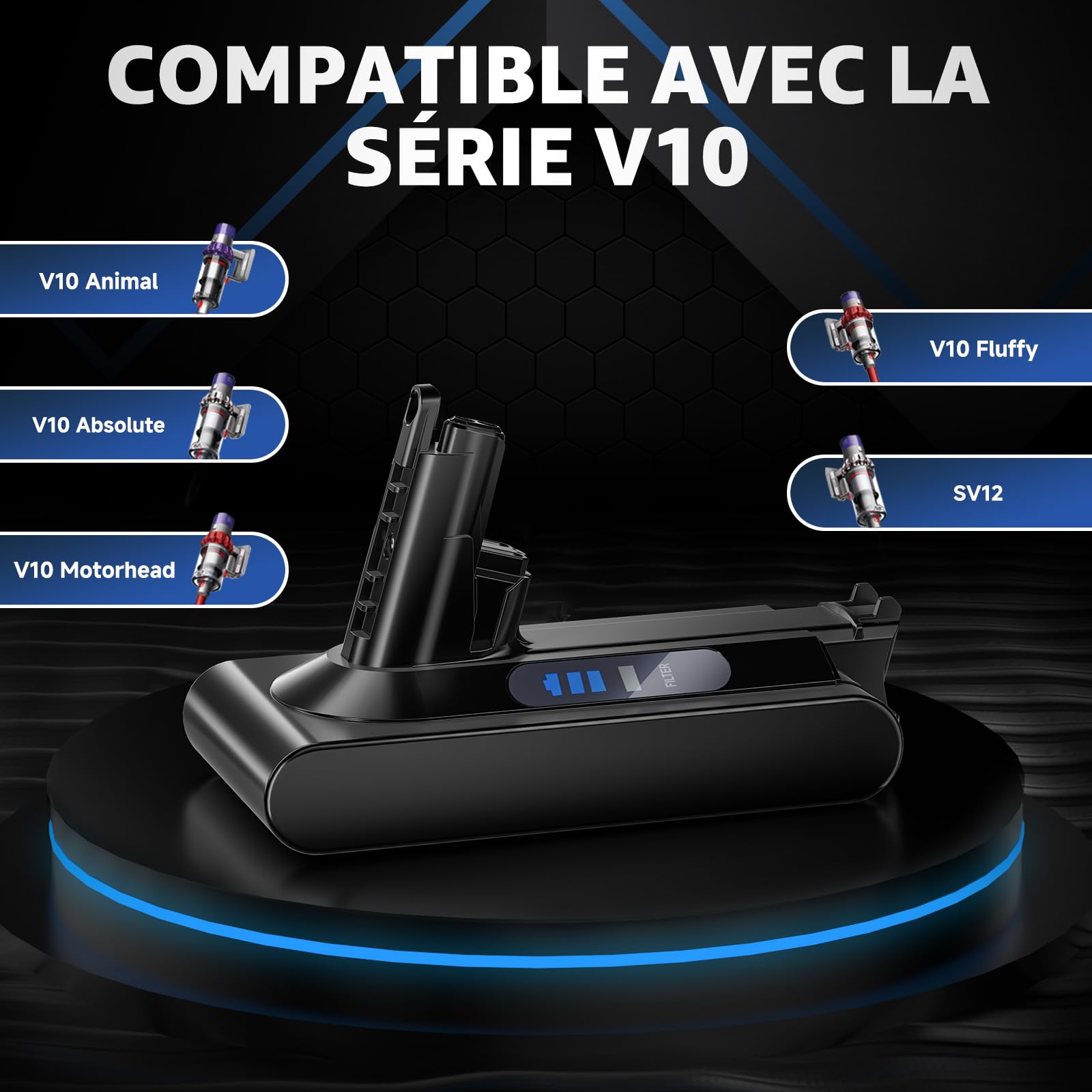 EGR V10 SV12 Batterie de Remplacement pour Dyson V10 Aspirateur